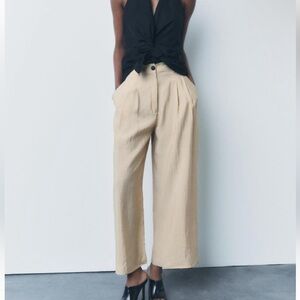 Zara Women's Pleat Wide-Leg Pants